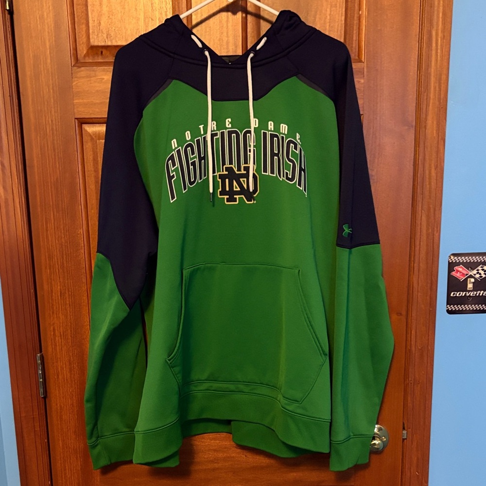 Under Armour Green and Navy Notre Dame Hoodie